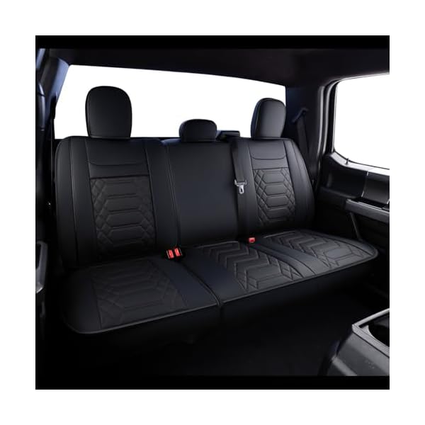 RISINGSTAR Silverado Sierra Faux Leather Seat Covers, Fit for 2019-2025 Chevy Silverado GMC Sierra 1500 and 2020-2025 2500HD 3500HD Crew Cab(Full Set, Black) - Image 5