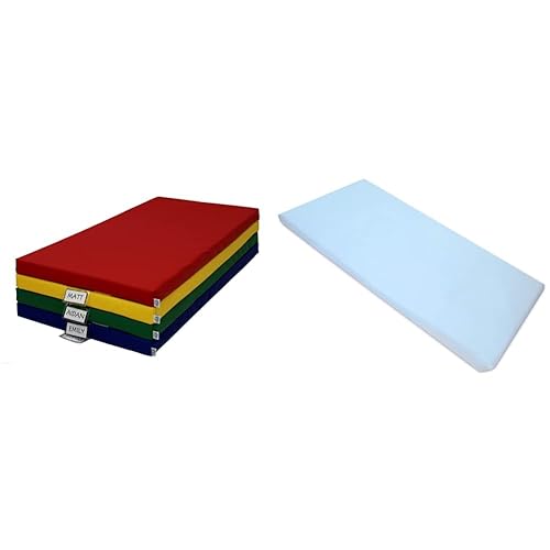 FDP SoftScape Sleepy Time 12269-AS - Tapete infantil de espuma no plegable para siesta (paquete de 4 unidades) y American Baby Company 100% algodón