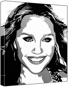 Amanda Bynes (100% Original Painting. Not A Print ) Acrylic Paint On Deep Framed Canvas (60 x 50 x 1.8 cm) 3-Colour Black/Grey/White-image-6