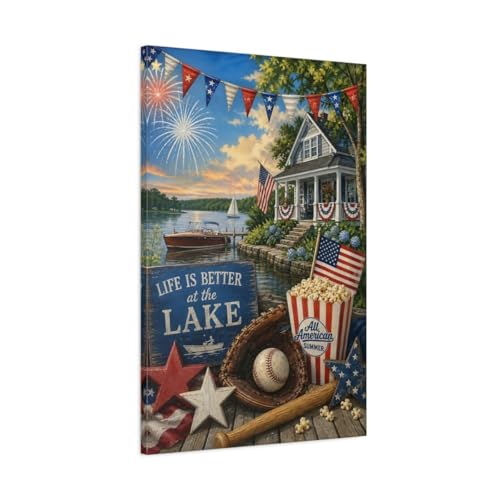 Toile Vintage Lakeside Celebration pour habiller un grand mur vide de salon