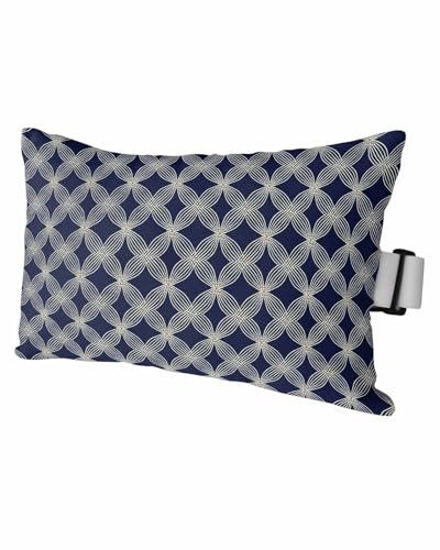 Outdoor Pillows Covers with Inserts Modern Abstract Geometric Blue Vintage Geometric Patterned Waterproof Pillow with Adjustable Strap Throw Pillows for Patio Furniture Lounge Chair, 12x20 Inch, 1PCS