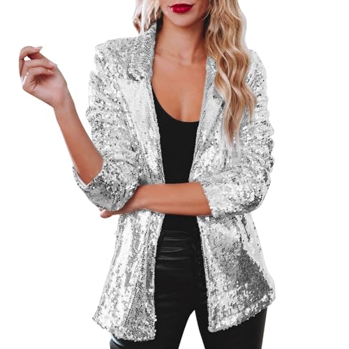 Veste à paillettes pour femme à manches longues pour look décontracté