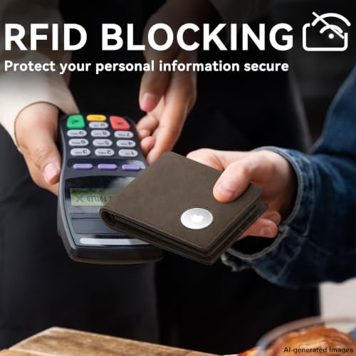 Image of furid Minimalist AirTag Wallet for Men: RFID Front Pocket Card Holder | Top-Grain Leather Air Tag Wallet Slim and Compact 13 Card Slots - Gift Ready for Birthday Anniversary