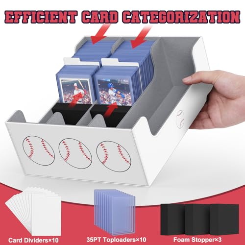 Image of Mlikero Baseball Card Storage Box, Trading Card Storage Box Oversized Fits Toploaders, Magnetic Closure Sports Card Case for Baseball Cards (Holds 500+ Toploaders)