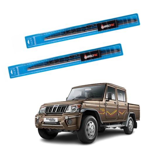 Image of Windshield Car Wiper Blades Metal Frame Water Repellant Cleaning Wiper Blades Refills Best for Mahindra Bolero Camper (2002 Onwards) Dr 16 inch /Pa 16 inch