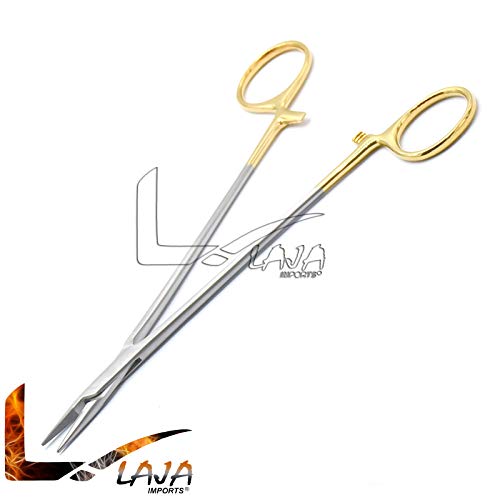 Image of T /C Premium O.R Grade Mayo HEGAR Needle Holder 7 inch Serrated with Tungsten Carbide Inserts (LAJA IMPORTS Brand)