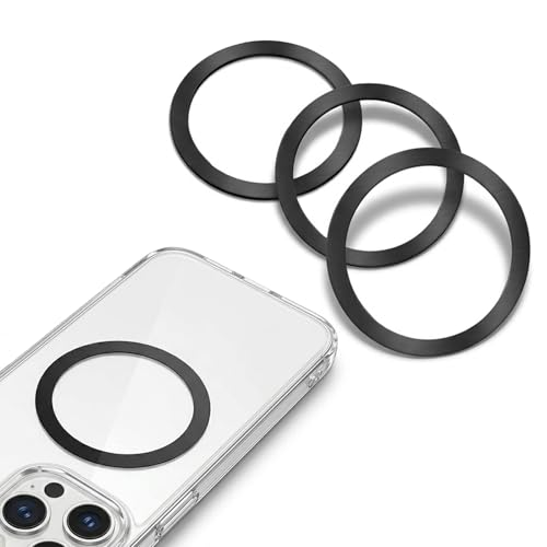 3 Pcs Magnetic Ring Plate for MagSafe Ring Magnet Universal Metal Sticker Compatible with iPhone 17/16/15/14/13/12 Series Samsung Android Accessories Galaxy etc(Black)