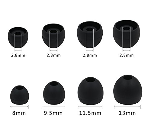 Alxcd Ear Gel For Lg Tone Platinum Hbs1100 Earphone, Xs/S/M/L 4 Sizes 8 Pairs Soft Silicone Replacement Earbud Tip, Fit For Lg Hbs1100 Hbs-1100 Lg Tone Platinum [8 Pair] (Black/White) #TOP6