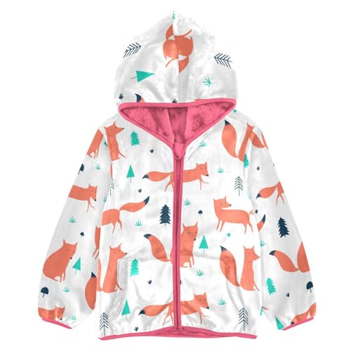 OTVEE Cute Fox Pattern Kids Hoodie Jacket Fall Spring Full Zip Warm Outwear Coat
