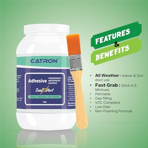 Image of Catron Waterproof 3 Crack Seal Agent SealXpert Roof Water Leakage Solution 900g,Transparent Waterproof Glue with Brush