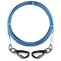 Dog Tie Out Cable with 360° Swivel Lockable Hook and PVC Coating, 10ft 15ft 20ft 25ft 40ft 60ft 120ft Reflective Dog Lead Line, Galvanized Steel Wire Rope for Small Medium Pet Up to 60, 120, 250 lbs