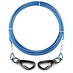 Dog Tie Out Cable with 360° Swivel Lockable Hook and PVC Coating, 10ft 15ft 20ft 25ft 40ft 60ft 120ft Reflective Dog Lead Line, Galvanized Steel Wire Rope for Small Medium Pet Up to 60, 120, 250 lbs