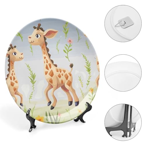 Plato decorativo de porcelana con diseño jirafa 6 pulgadas miniatura 4