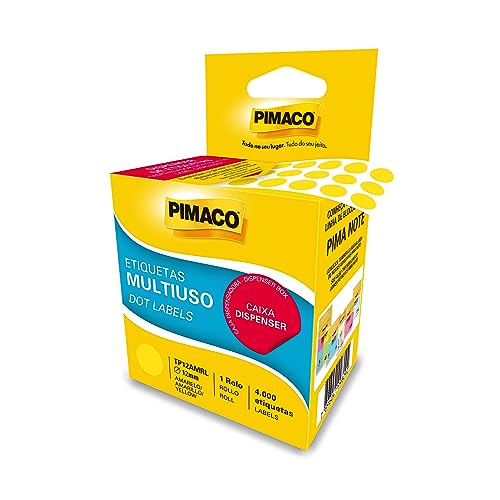 Etiqueta Pimaco, Multiuso TP-ø12 mm, amarelo, rolo com 4.000 etiquetas