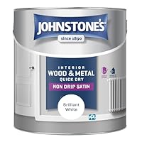 Johnstones - Wood & Metal Paint - Satin Finish - Brilliant White - 2.5L - Water Based - Non Drip & Quick Drying - Radiator Paint - Low Odour - Dry in 1-2 Hours - 8m2 Coverage per Litre