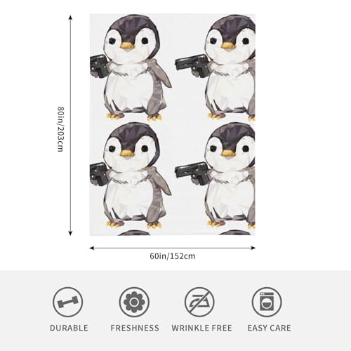 Couverture en flanelle pingouin 203x152 cm jeté de lit chaud - 4