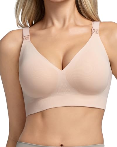 Image of Momcozy CoolFit Nursing Bras for Breastfeeding, Ultra Stretch Seamless Jelly Strip Maternity Bra, Cooling Wireless