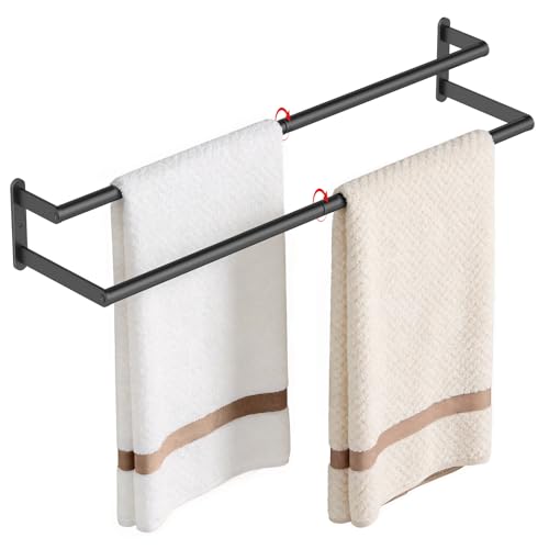 KLJKPA Double Towel Bar Towel Holder for Bathroom Black