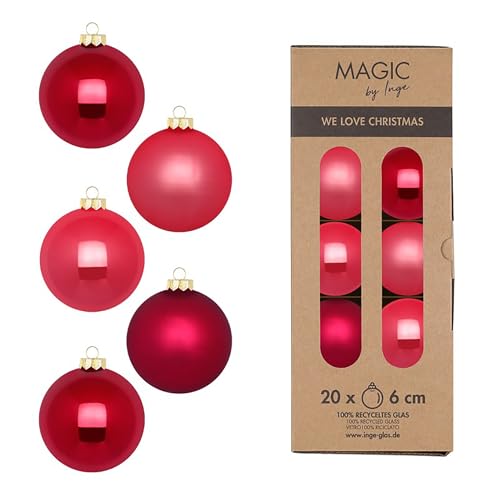 Weihnachtskugeln Glas 6cm 20 Stück - matt & glänzend - Christbaumkugeln Weihnachtsbaumkugeln für Weihnachten - Christbaumschmuck & Weihnachtsbaumschmuck Beere Rosa Mix - Gentle Pink
