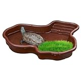 Quzente Plat À Eau pour Tortues, Grand Plat d'alimentation pour Reptiles avec Rampe Et Plate-Forme De Repos, Bain À Échelle Antidérapante AdaptéAux Tortues De Mer, AuxDragons Barbus EtAux Geckos