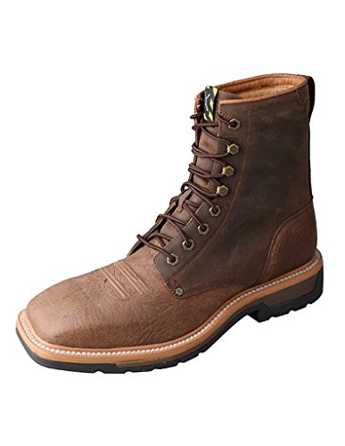 Twisted X Men's 8' Steel Toe Lite Western Work Lacer - Hard Construction Lace-Up Full-Grain Leather Boots - Safety Traditional Western Boots for Men, Distressed Shoulder & Distressed, 11 D