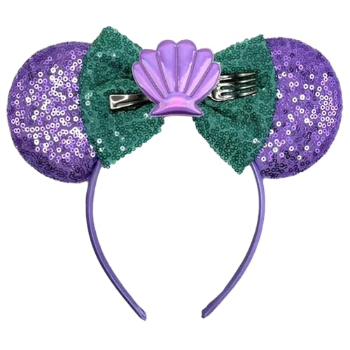 UIVINOIGZZ Mouse Ears Headband - Sequin Ears for Women Adut for Cartoon Princess Costume Cosplay Birthday Party Theme Park (Purple)