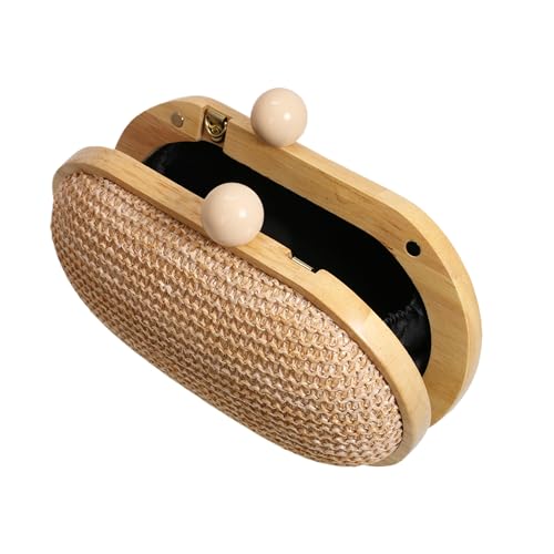 Image of UMREN Straw Clutch Handbags Women Beach Crossbody Hand-woven Summer Purse Wallet Top handle Evening Bag for Wedding Party