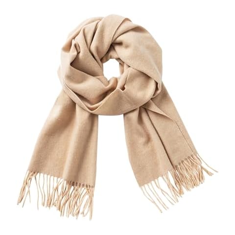 CALVIN & OLIVIA Ultra-Soft Winter Cashmere Feel Scarf Solid Color Warm Long Unisex Winter Scarves Perfect Holiday Gift for Women Men Beige Cover