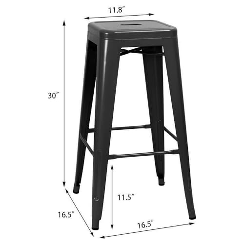 Taburetes de bar metálicos JUMMICO de 30 pulgadas, estilo industrial, apilables, sin respaldo, para interior y exterior miniatura 3