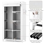 ROJASOP Portable Closet Wardrobe Closet for Hanging Clothes with 6 Storage Shelves, 1 Hanging Rod and 4 Pockets, Clothes Organizer and Storage Wardrobe Free Standing Closet for Bedroom, White - Image 4