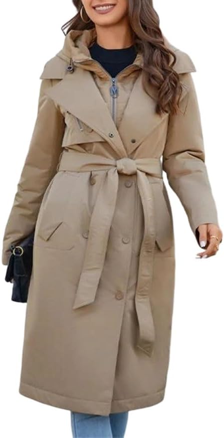 Pulcykp Women's Long Fashion Down Jacket Lightweight Parka For Spring And Fall