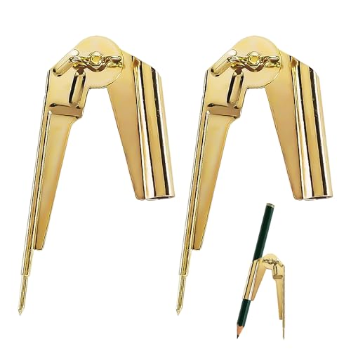 2 herramientas de medición de contorno, herramienta de marcador, brújula y marcador, herramienta multifuncional para marcar lápices (dorado)