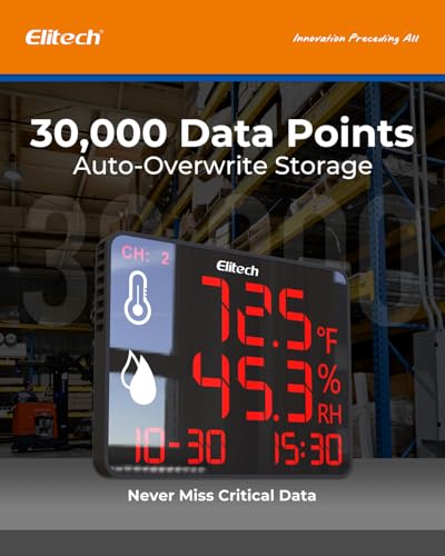 Image of Elitech Wireless Hygrometer Thermometer Reusable Temperature Recorder Data Logger Temperature Humidity with Large Screen Data Storage Export, DR-230W-THE with External Temperature and Humidity Sensor