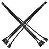 LckCryspho CPUファンスプリッターケーブル 2個セット – PWM制御対応、ケースファン拡張用、1対3分岐