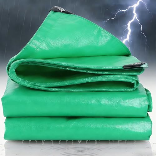 Lona Impermeable Exterior Reforzada 200g/m² PE 1.3x4.5m plastico cubretodo Remolque,tarp,Toldo Reforzado Argollas Antidesgarro Protección UV Múltiples Usos para Leña Muebles Jardín Verde