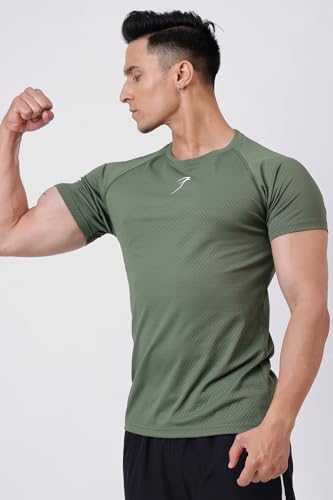 Image of FUAARK Grain Men's Slim Fit Heavyweight Stretchable Raglan Sleeves Gym & Workout Tshirt