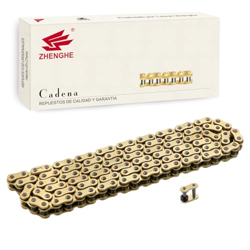 ZHENGHE 525 X-Ring Motorcycle Chain 120 Links with Connecting Master Link 525H High Performance Heavy Duty Gold Drive Chain for Motorcycle Bicycle Go Kart Mini Trail Bike