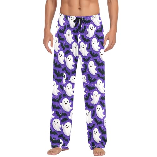 Cutewhite Cartoon Spirits Men's Cotton Pajama Pants with Pockets and Drawstring Comfortable and Stylish,S2