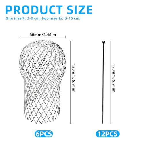 TYBYBB Dachrinnen Laubschutz 6 Stück Regenrinnen Laubschutz, Dachrinnenschutz, Fallrohrschutz Aluminium Rinnensieb, Laubschutz Dachrinne, Dachrinnensieb für Fallrohre mit 3–15 cm Durchmesser