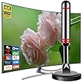 TV Antenna for Smart TV Indoor, 2025 Digital HDTV Antenna with Strong Magnetic Base,360°&Long Range Reception TV Antenna for Local Channels, Easy Setup Antennas Without Cable