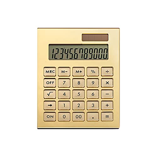 Calculator Gold Mirror, Solar Power Acrylic Slim Calculator With Large Lcd Display And Stand, 12 Digits Handheld Desktop Calculator For Office, School, Financial Accounting Business #TOP1