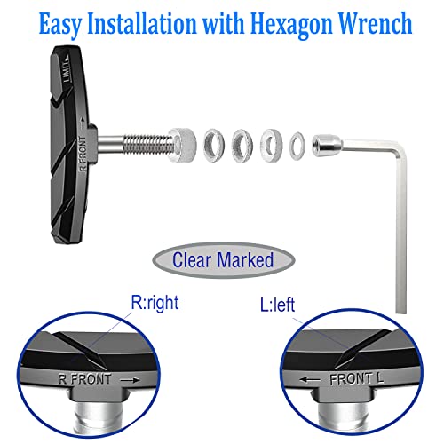 Bike Brake Pads Set, Qidoe 4Pcs Road Mountain Bicycle V-Brake Blocks Shoes With Hex Nut And Shims, Universal Bicycle Brakes Pads For Front And Back Wheel, No Noise No Skid-70Mm #TOP3