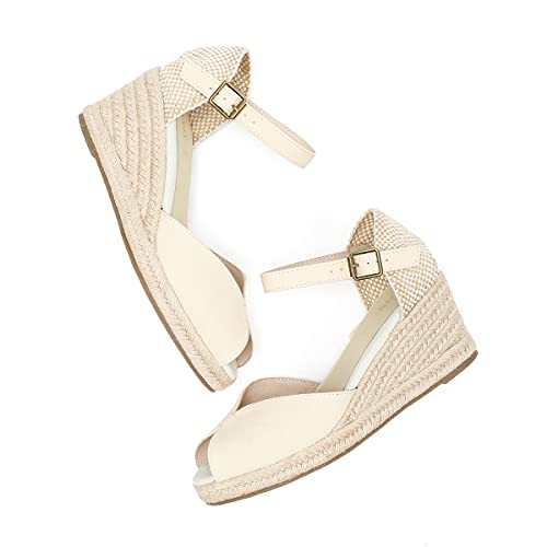 Image of Women's Espadrille Wedge Sandals Closed Toe Lace-Up Shoes