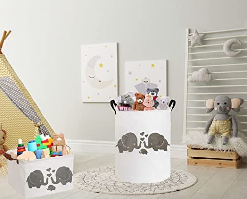 Image of ESSME Baby Laundry Basket,Elephant Hamper,Baby Hamper For Nursery for Kids, Elephant Nursery Decor,Gift Baskets,Home Organizer (Love Elephant)