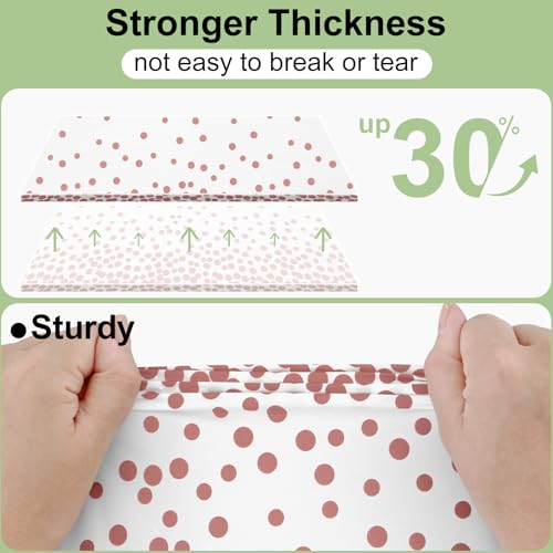 Image of Smiry Plastic Table Cloth Disposable 8 Pack, 54 x 108 Inch Rectangle Waterproof Tablecloth, Printed Gold Table Runner Style for Birthday Weeding, Party, Leakproof & Sturdy, Rose Gold and White