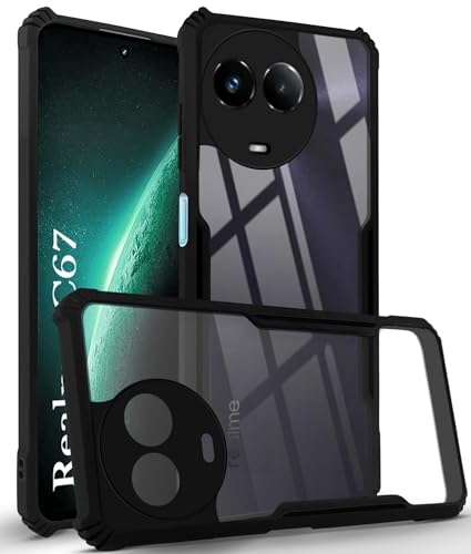 Image of Jkobi Back Cover Case for Realme C67 (Shockproof with Polycarbonate Clear Panel | Professional Black)