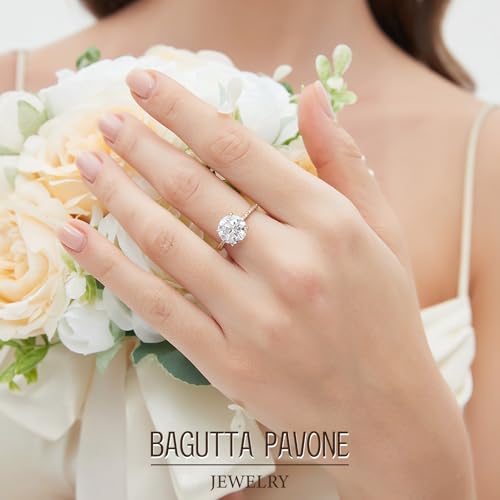 2CT CZ Round Cut Engagement Rings for Women,Women’s 925 Sterling Silver Solitaire Wedding Bands Engagement Promise Rings for Her with 18K Yellow Gold Plated Size 63