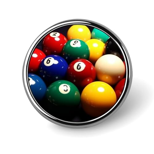 Aluminium Alloy Round Badge Brooch Pins for Men Color Billiards Brooches Elegant Pin for Women Fashion Button Badges Brooch Badge for Hats Jackets Shirts