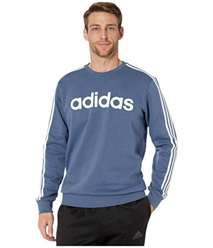 adidas Essentials 3-Stripe Pullover Linear Crew Sweatshirt Tech Ink/White 2XL
