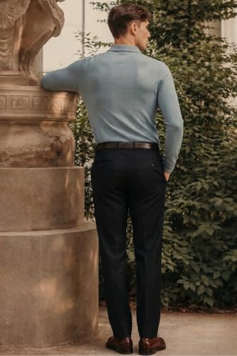 Image of Louis Philippe Men's Comfy Tapered fit Knitted & 4 Way Stretch Casual Trouser